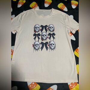 Graphic Beige T-Shirt with Mask Design